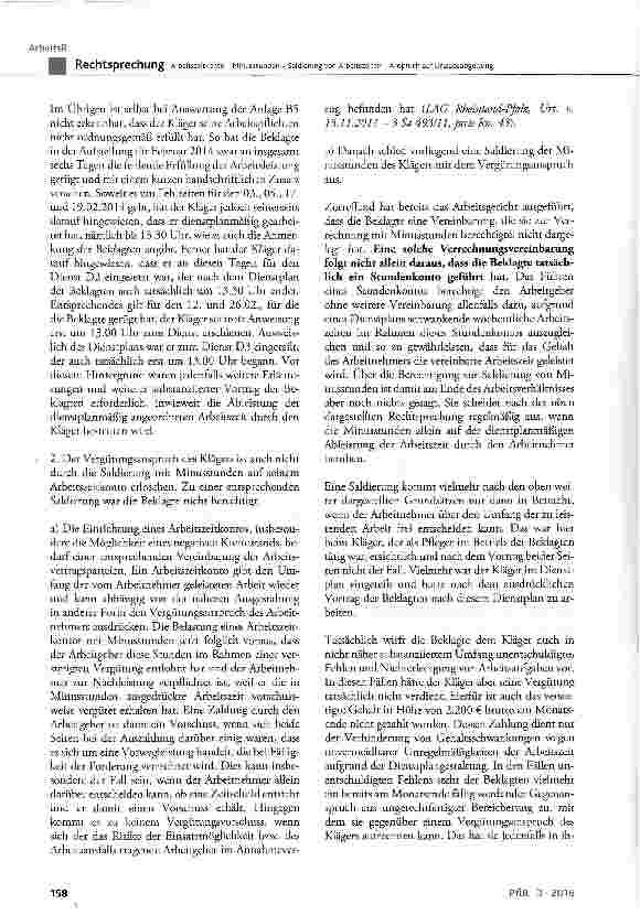 Vorschauseite 4: Arbeitszeitkonto - Minusstunden - Saldierung von Arbeitszeiten - Anspruch auf Urlaubsabgeltung
