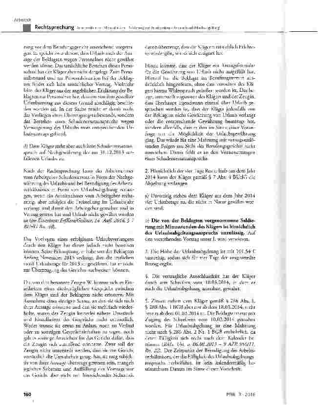 Vorschauseite 6: Arbeitszeitkonto - Minusstunden - Saldierung von Arbeitszeiten - Anspruch auf Urlaubsabgeltung