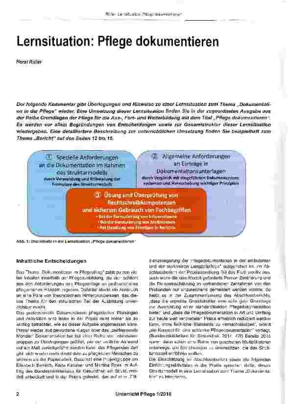 Vorschauseite 1: Lernsituation: Pflege dokumentieren