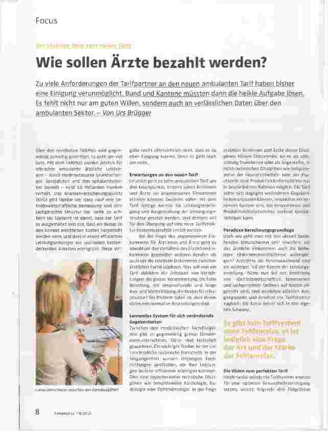 Vorschauseite 1: Wie sollen Ärzte bezahlt werden?