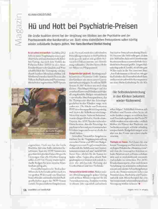 Vorschauseite 1: HÜ und Hott bei Psychiatrie-Preisen