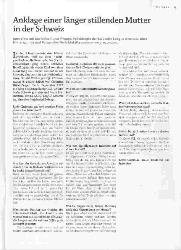 Vorschauseite 1: Anklage einer länger stillenden Mutter in der Schweiz