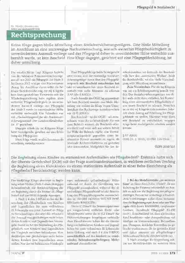 Vorschauseite 1: Keine Klage gegen bloße Mitteilung eines Sozialversicherungsträgers.