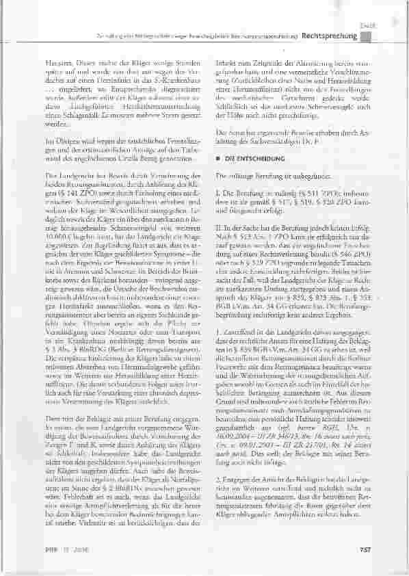 Vorschauseite 2: Zur Haftung eines Rettungssanitäters wegen Behandlungsfehlern (hier: Kompetenzüberschreitung)