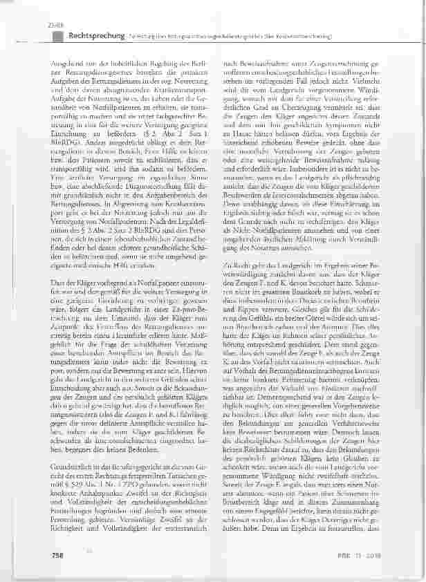Vorschauseite 3: Zur Haftung eines Rettungssanitäters wegen Behandlungsfehlern (hier: Kompetenzüberschreitung)