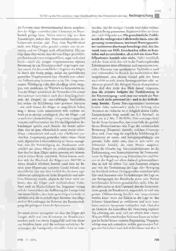 Vorschauseite 4: Zur Haftung eines Rettungssanitäters wegen Behandlungsfehlern (hier: Kompetenzüberschreitung)