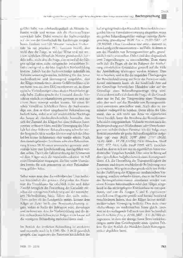 Vorschauseite 6: Zur Haftung eines Rettungssanitäters wegen Behandlungsfehlern (hier: Kompetenzüberschreitung)