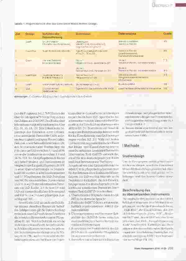 Vorschauseite 2: Multimethodisches Analyseverfahren zur Entwicklung des deutschsprachigen Inkontinenzassoziierten Dermatitis Intervention Tool (lADIT-D): Eine Projektbeschreibung