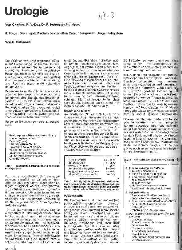 Vorschauseite 1: Urologie 8. Folge: Die unspezifischen bakteriellen Entzündungen im Urogenitalsystem