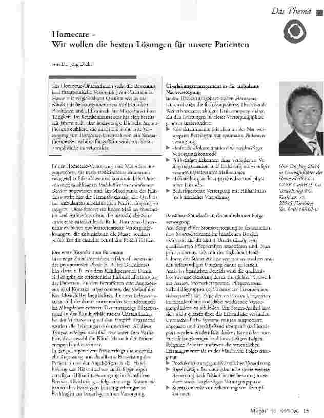 Vorschauseite 1: Homecare -Wir wollen die besten Lösungen fiir unsere Patienten