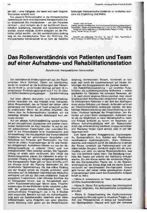 Vorschauseite 1: Das Rollenverständnis von Patienten und Team auf einer Aufnahmeund Rehabilitationsstation
