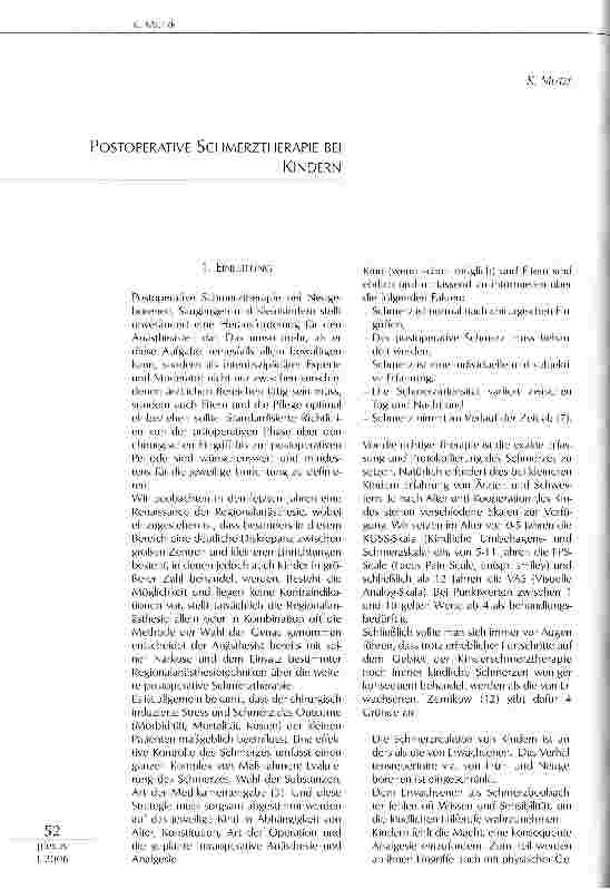 Vorschauseite 1: POSTOPERATIVE SCHMERZTHERAPIE BEI KINDERN
