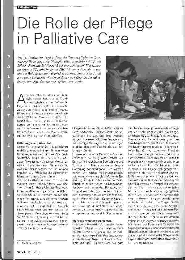 Vorschauseite 1: Die Rolle der Pflege in Palliative Care