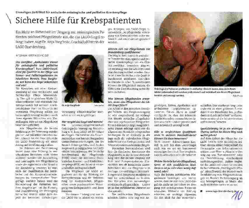 Vorschauseite 1: Sichere Hilfe für Krebspatienten