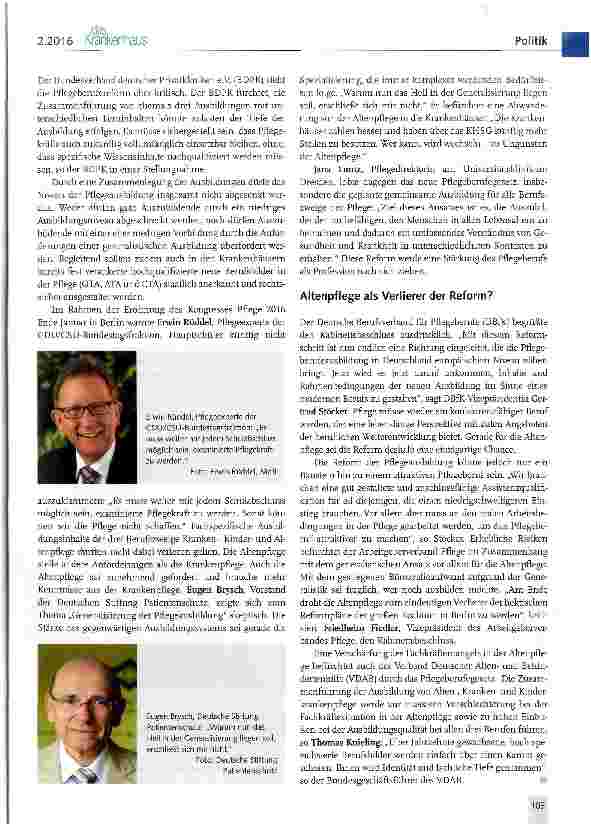 Vorschauseite 3: Kabinettsbeschluss zur Reform der Pflegeberufe