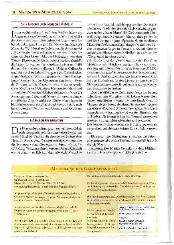 Vorschauseite 2: Der Löwenzahn, die Leber und das Leben im Wohlstand