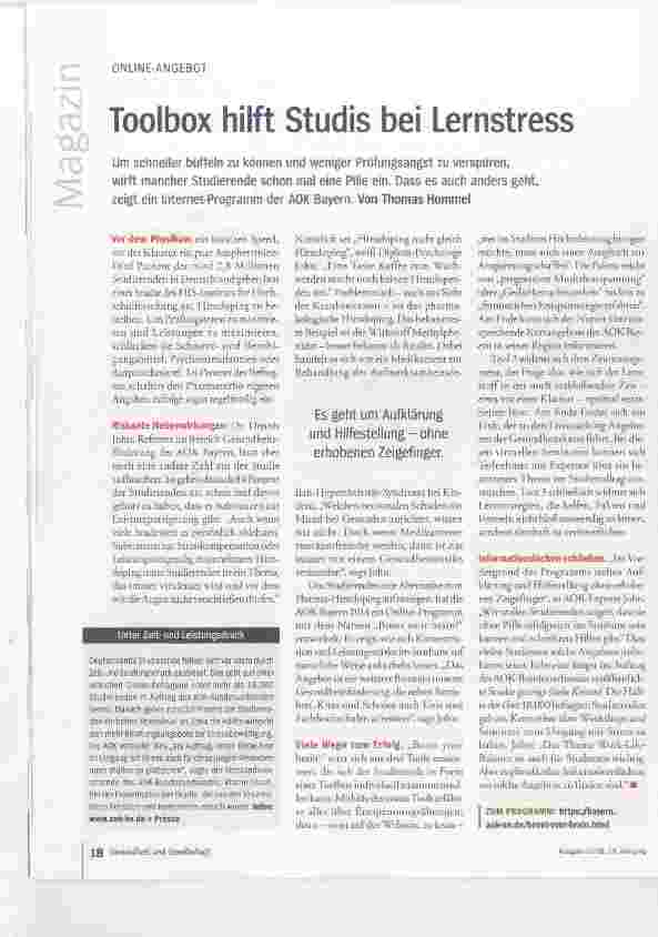 Vorschauseite 1: Toolbox hilft Studis bei Lernstress