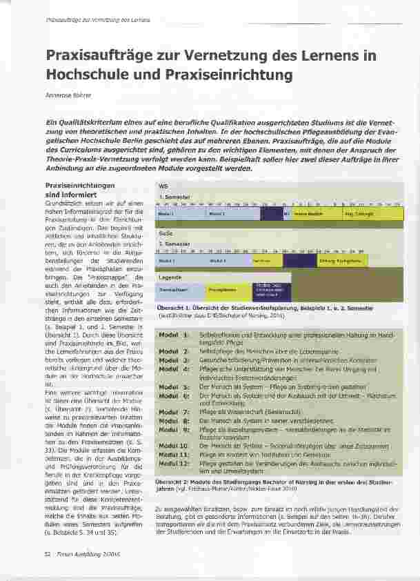 Vorschauseite 1: Praxisaufträge zur Vernetzung des Lernens in Hochschuie und Praxiseinrichtung