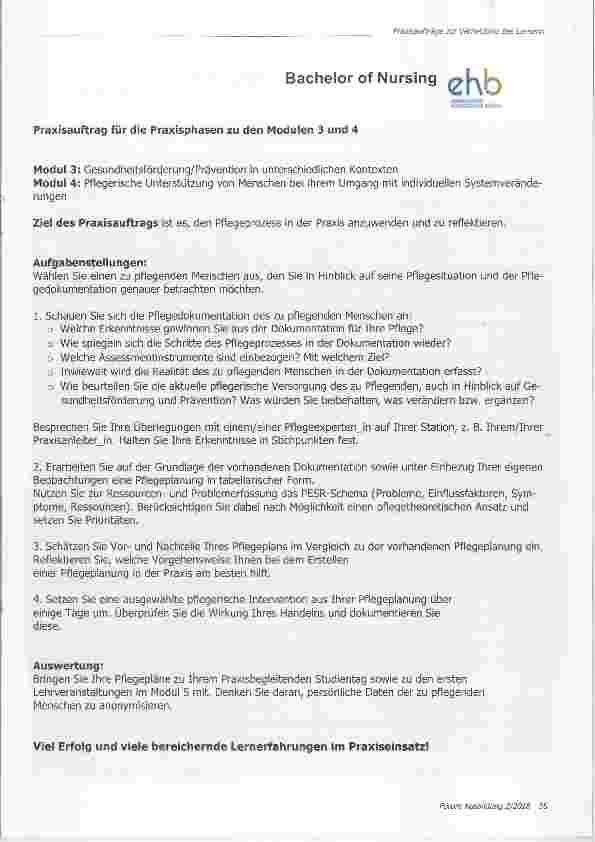 Vorschauseite 4: Praxisaufträge zur Vernetzung des Lernens in Hochschuie und Praxiseinrichtung