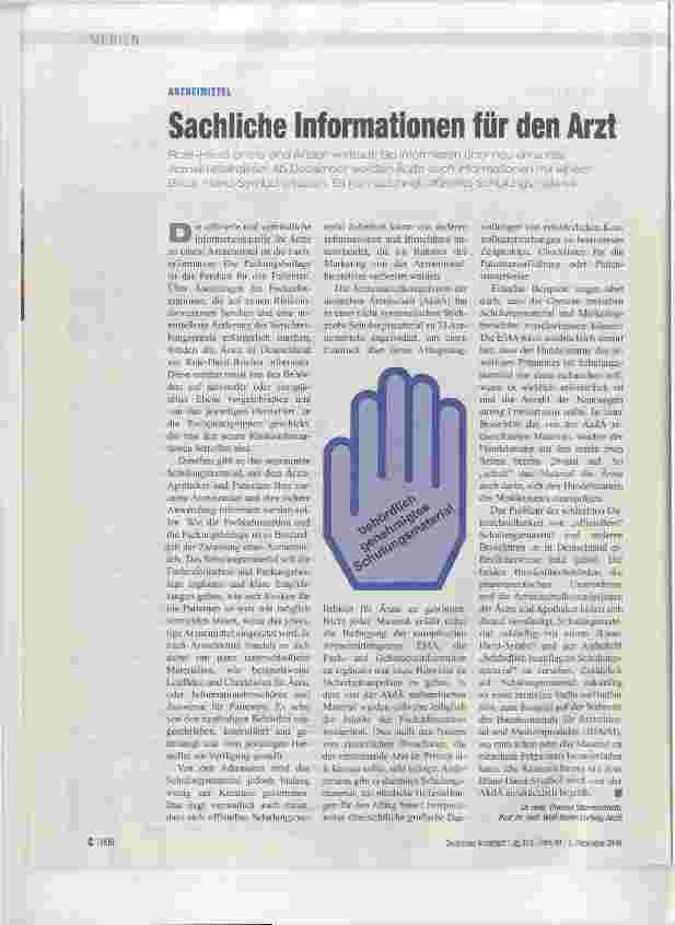 Vorschauseite 1: Sachliche Informationen für den Arzt