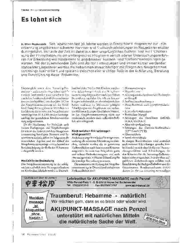 Vorschauseite 1: Thema NeugeborenenscreeningEs lohnt sich