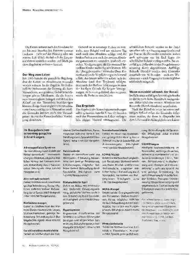 Vorschauseite 4: Thema NeugeborenenscreeningEs lohnt sich