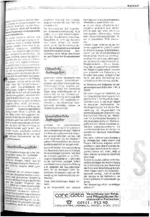 Vorschauseite 2: Vergabe von Bau-, Einkaufsund Dienstleistungsaufträgen durch Krankenhäuser - Teil I