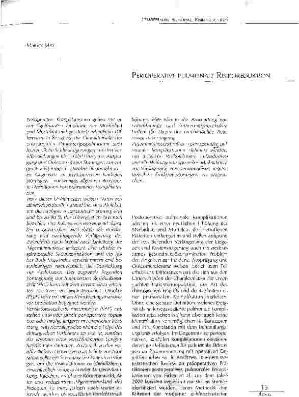 Vorschauseite 1: PERIOPERATIVE PULMONALE RISIKOREDUKTION