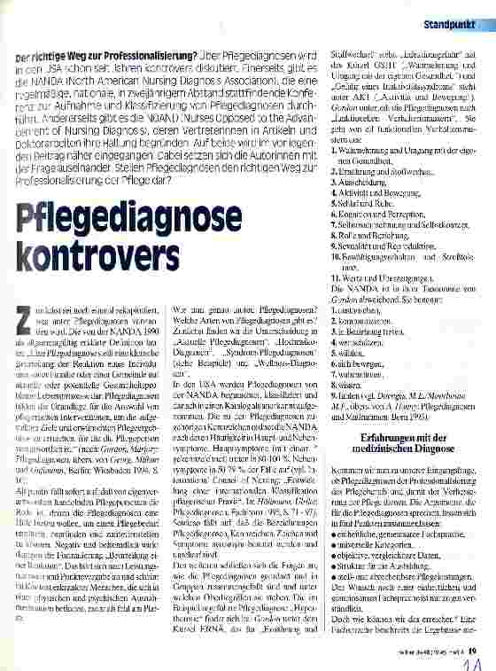Vorschauseite 1: Pflegediagnose kontrovers Der richtige Weg zur Professionalisierung?