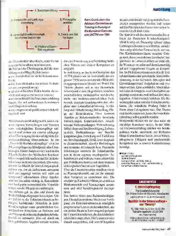 Vorschauseite 2: Fachweiterbildung Onkologie Erweiterung und Vertiefung fachlichen Wissens
