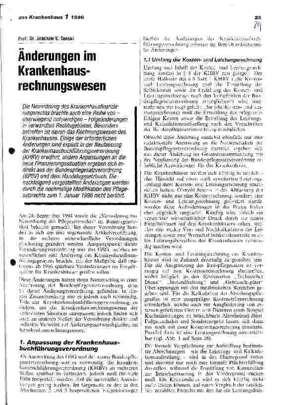 Vorschauseite 1: Änderungen im Krankenhausrechnungswesen