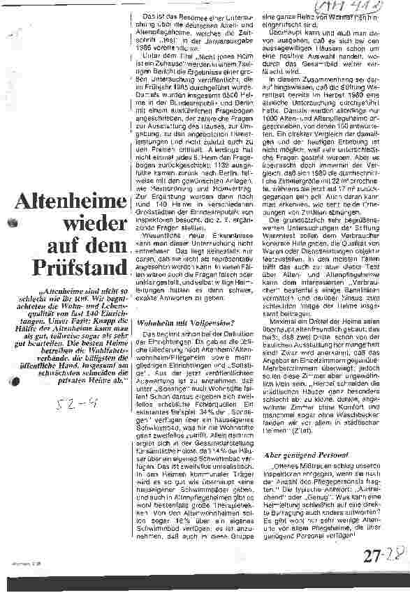 Vorschauseite 1: Altenheime wieder auf dem Prüfstand