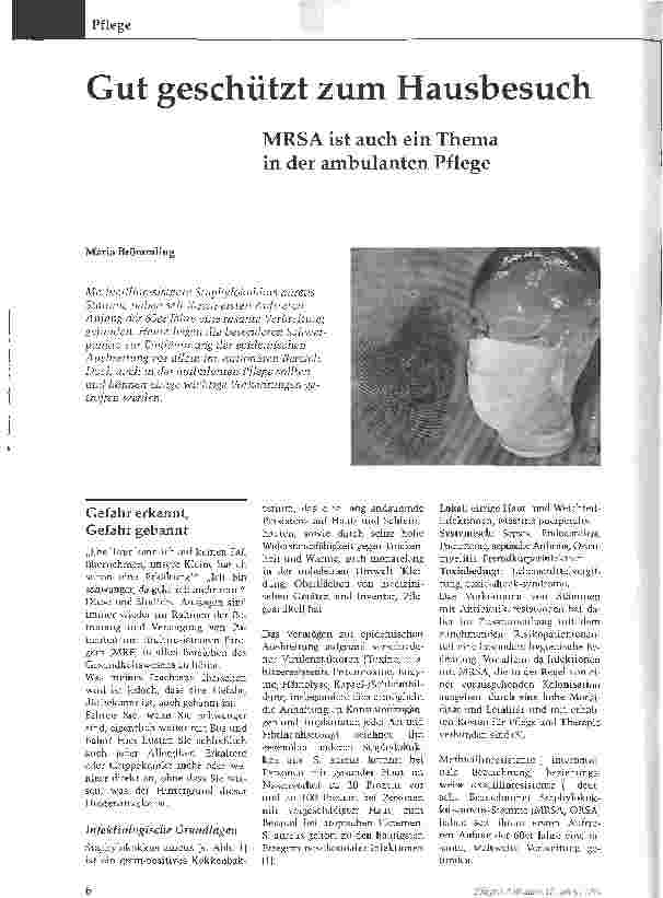 Vorschauseite 1: Gut geschützt zum HausbesuchMRSA ist auch ein Thema in der ambulanten Pflege