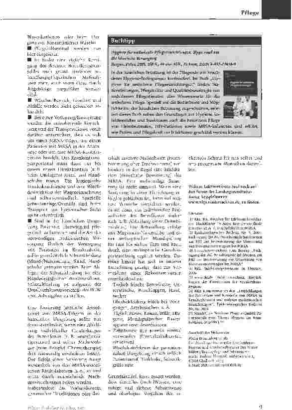 Vorschauseite 4: Gut geschützt zum HausbesuchMRSA ist auch ein Thema in der ambulanten Pflege