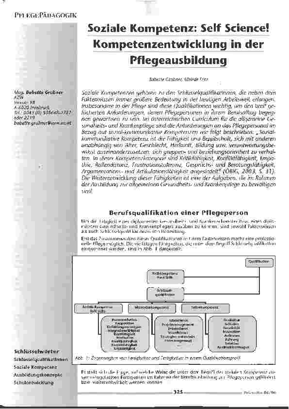 Vorschauseite 1: Soziale Kompetenz: Self Science! Kompetenzentwicklung in der Pflegeausbildung