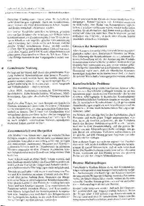 Vorschauseite 2: Kostensenkende Kooperation zwischen den Krankenhausträgern
