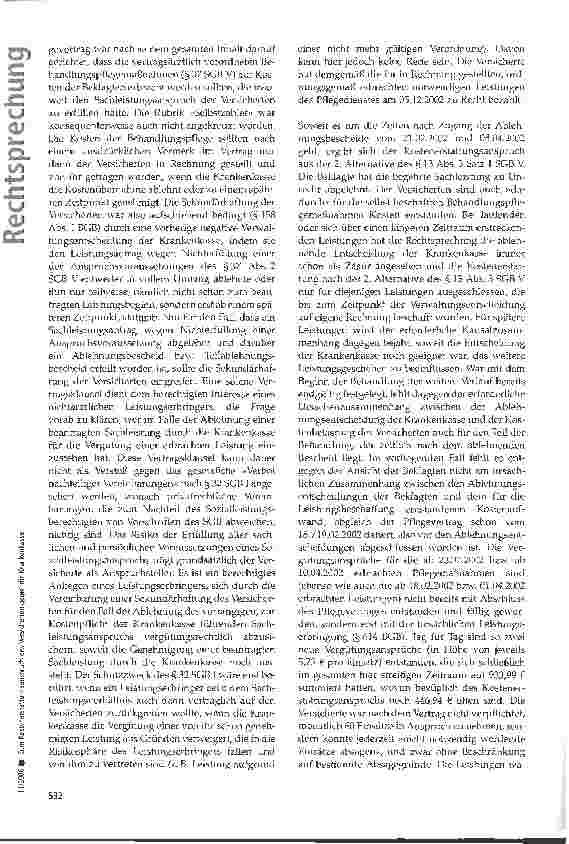 Vorschauseite 6: Zum Kostenerstattungsanspruch des Versicherten gegen die Krankenkasse