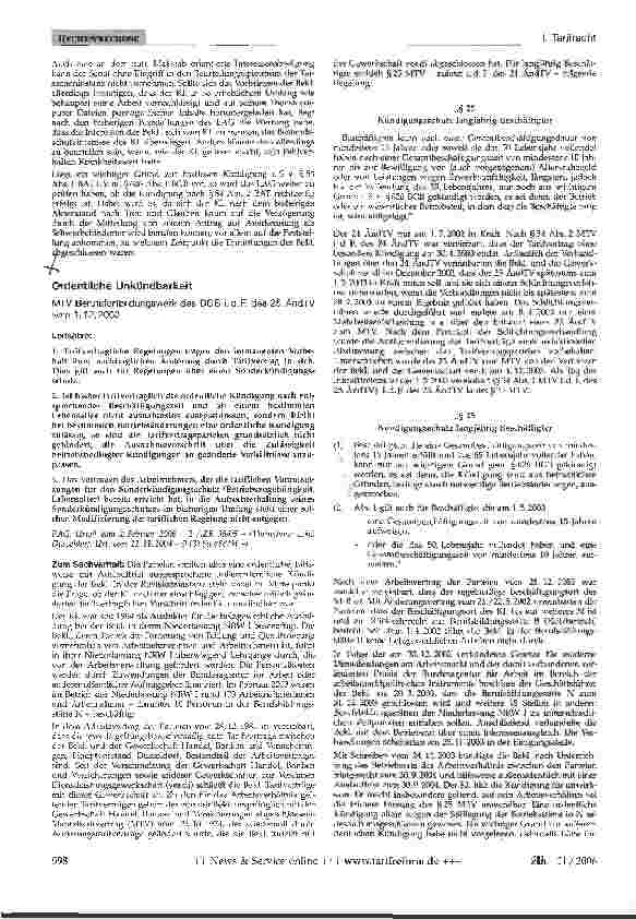 Vorschauseite 1: Ordentliche Unkündbarkeit