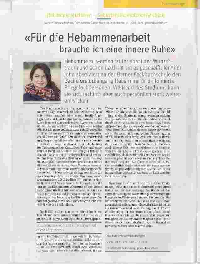 Vorschauseite 1: Für die Hebammenarbeit brauche ich eine innere Ruhe