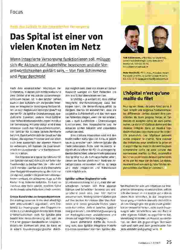 Vorschauseite 1: Das Spital ist einer von vielen Knoten im Netz