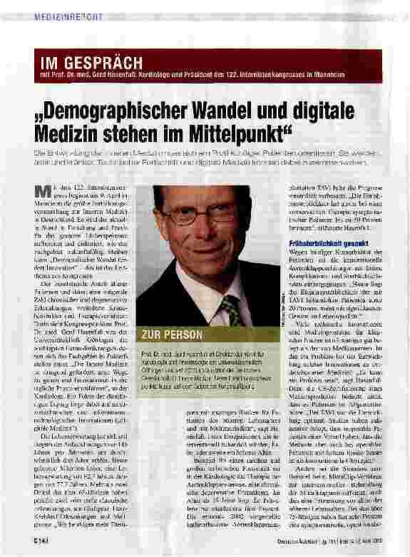 Vorschauseite 1: Demographischer Wandel und digitale Medizin stehen im Mittelpunkt