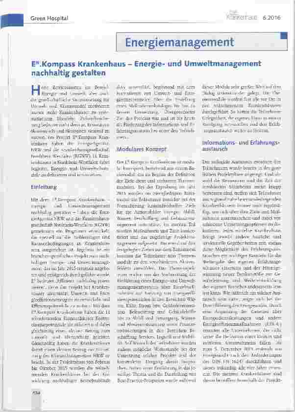 Vorschauseite 1: Kompass Krankenhaus Energieund Umweltmanagement nachhaltig gestalten