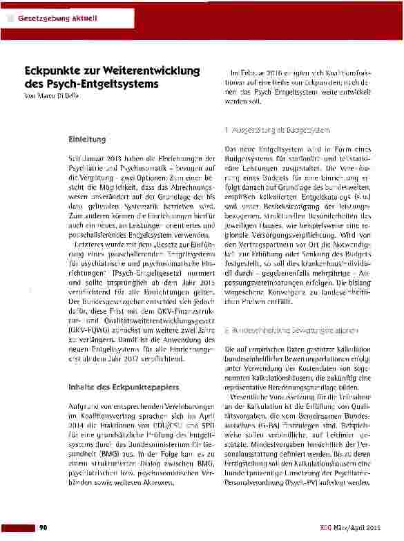 Vorschauseite 1: Eckpunkte zur Weiterentwicklung des Psych-Entgeltsystems