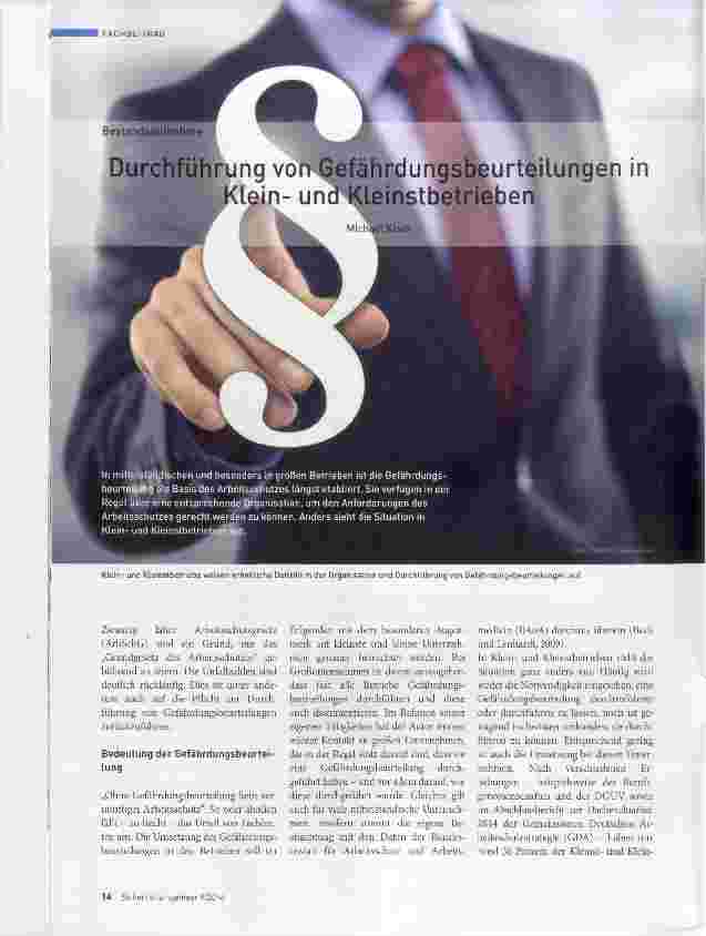 Vorschauseite 1: Durchführung von Gefährdungsbeurteilungen in Kleinund Kleinstbetrieben