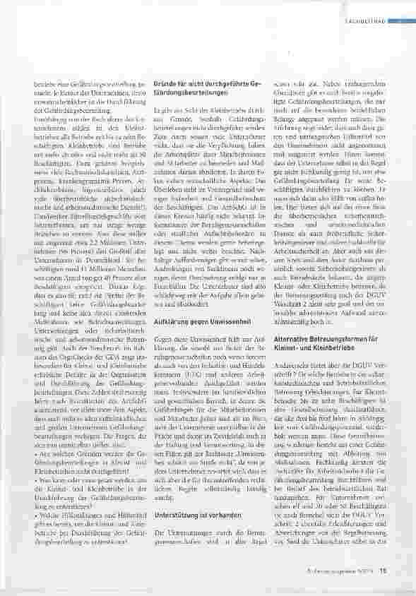 Vorschauseite 2: Durchführung von Gefährdungsbeurteilungen in Kleinund Kleinstbetrieben