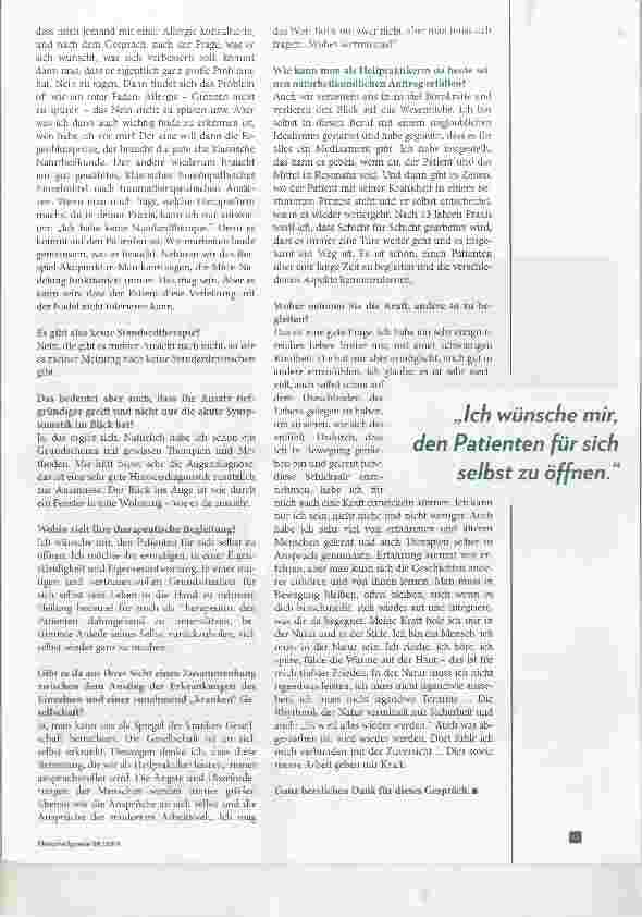 Vorschauseite 2: Den eigenen Weg finden Ein Gespräch mit Heilpraktikerin Bettina Kunz
