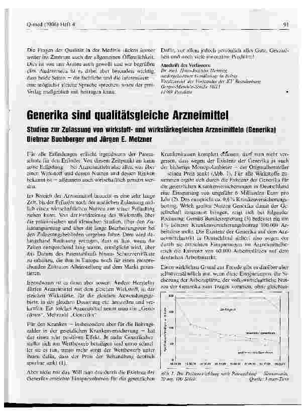 Vorschauseite 1: Generika sind qualitätsgleiche Arzneimittel