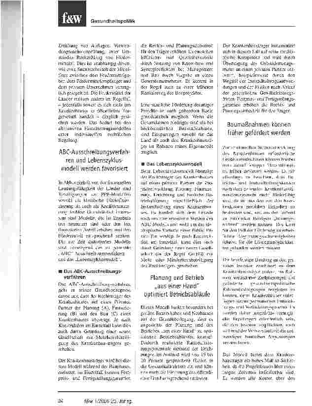 Vorschauseite 3: Public Private Partnership (PPP) als Weg aus dem InvestitionsstauBundesländer unterstützen Kliniken bei der Planung und Realisierung von Partnerschaften mit privaten Investoren
