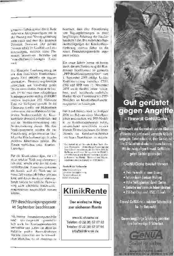Vorschauseite 4: Public Private Partnership (PPP) als Weg aus dem InvestitionsstauBundesländer unterstützen Kliniken bei der Planung und Realisierung von Partnerschaften mit privaten Investoren