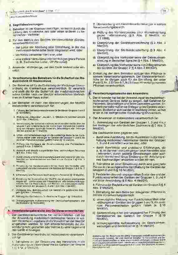 Vorschauseite 2: Hinweise zur Abgrenzung der Verantwortlichkeit bei der Anwendung der Medizingeräteverordnung